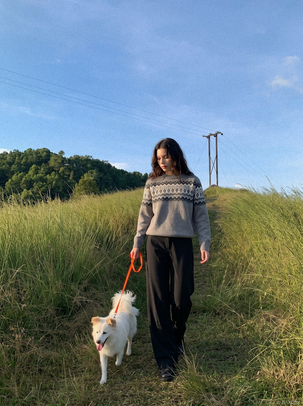 Fair Isle Pattern Knitted Crew Neck Sweater