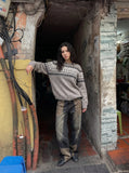 Fair Isle Pattern Knitted Crew Neck Sweater