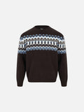 Fair Isle Pattern Knitted Crew Neck Sweater