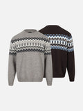 Fair Isle Pattern Knitted Crew Neck Sweater