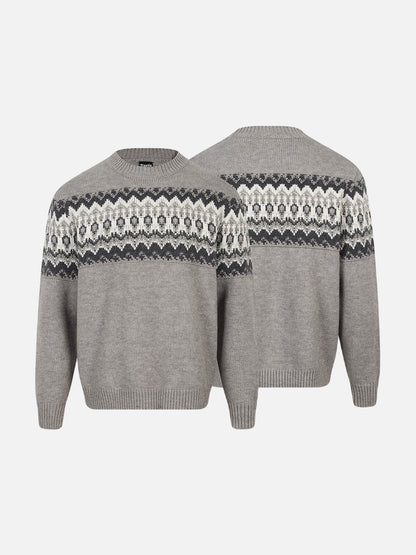 Fair Isle Pattern Knitted Crew Neck Sweater