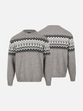 Fair Isle Pattern Knitted Crew Neck Sweater