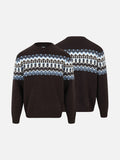 Fair Isle Pattern Knitted Crew Neck Sweater