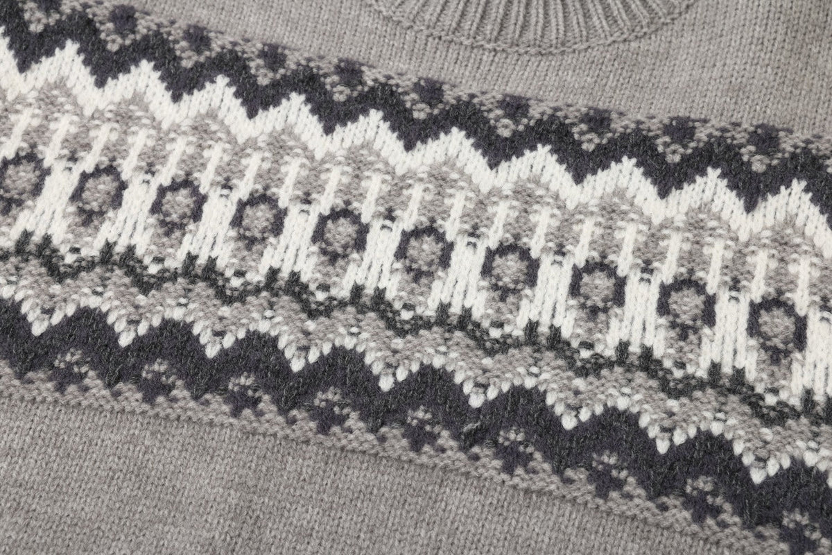 Fair Isle Pattern Knitted Crew Neck Sweater