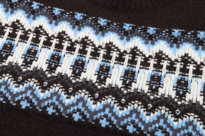 Fair Isle Pattern Knitted Crew Neck Sweater