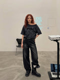 DAXUEN Loose fit short-sleeved crew neck T-shirt — model photo