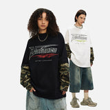 DAXUEN Faux layered long sleeve t-shirt with camouflage sleeves