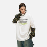DAXUEN Faux layered long sleeve t-shirt with camouflage sleeves