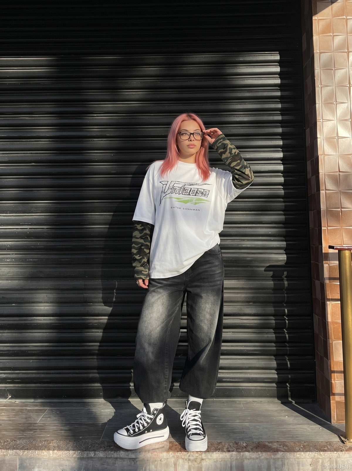 Camouflage Layered Faux T-Shirt