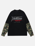 DAXUEN Faux layered long sleeve t-shirt with camouflage sleeves