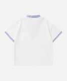 DAXUEN Faux-layered short-sleeved T-shirt with cartoon dog embroidery