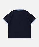 DAXUEN Faux-layered short-sleeved T-shirt with cartoon dog embroidery