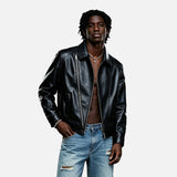 DAXUEN Men's relaxed-fit faux leather jacket