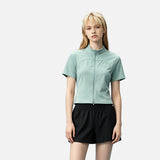DAXUEN Women's fitted zip-up top with short sleeves