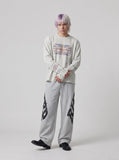 DAXUEN light grey oversized flag long sleeve top — model photo