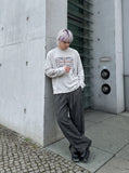 DAXUEN light grey oversized flag long sleeve top — model photo
