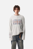 DAXUEN light grey oversized flag long sleeve top