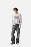 DAXUEN light grey oversized flag long sleeve top