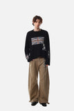 DAXUEN light grey oversized flag long sleeve top