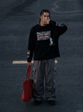 DAXUEN light grey oversized flag long sleeve top — model photo