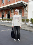 DAXUEN light grey oversized flag long sleeve top — model photo