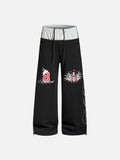 Flame-Embroidered Wide-Leg Sweatpants