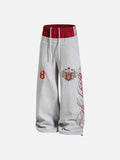 Flame-Embroidered Wide-Leg Sweatpants