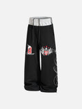 Flame-Embroidered Wide-Leg Sweatpants
