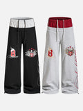 Flame-Embroidered Wide-Leg Sweatpants