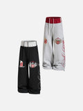 Flame-Embroidered Wide-Leg Sweatpants