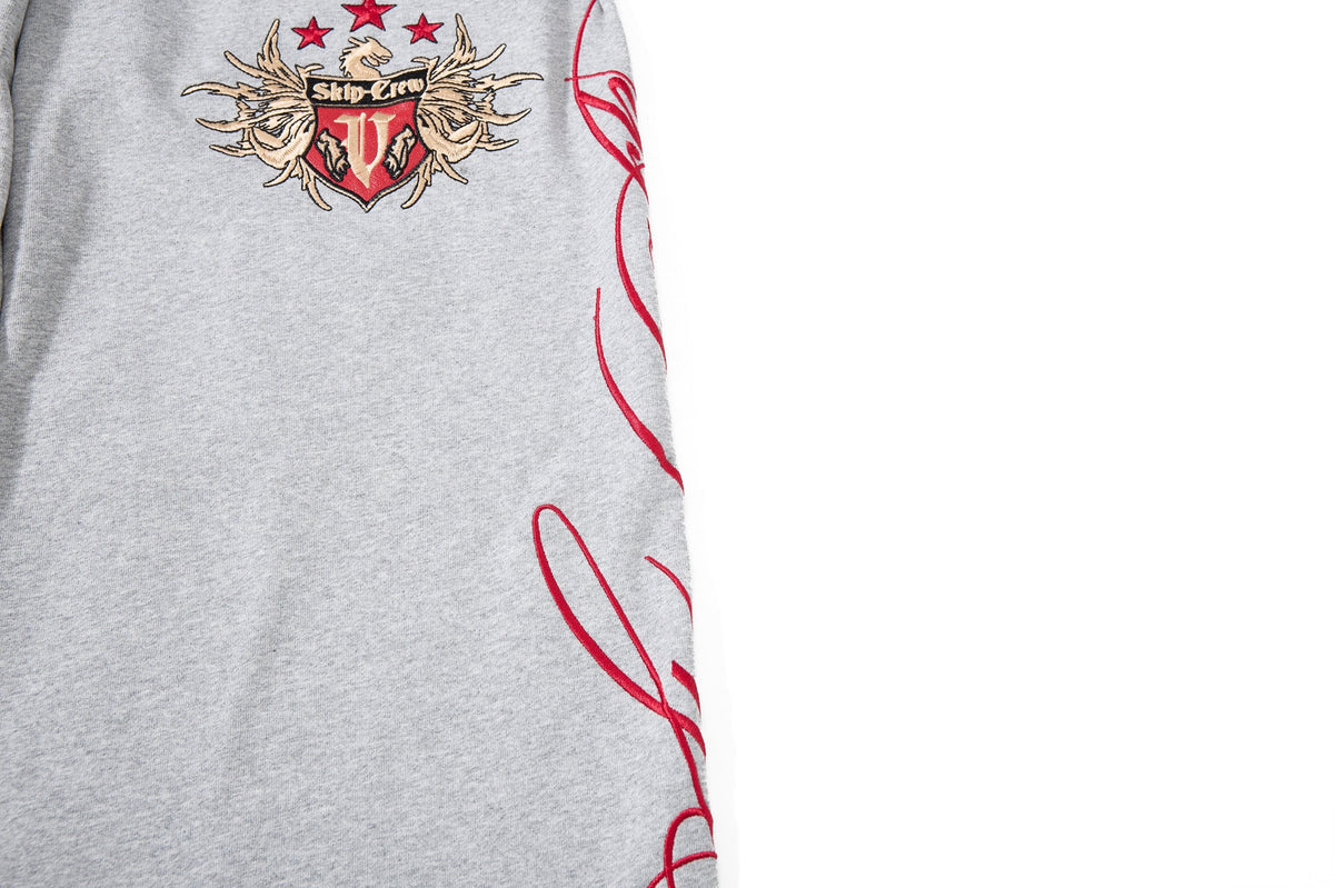 Flame-Embroidered Wide-Leg Sweatpants