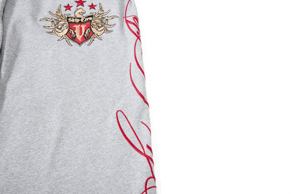 Flame-Embroidered Wide-Leg Sweatpants