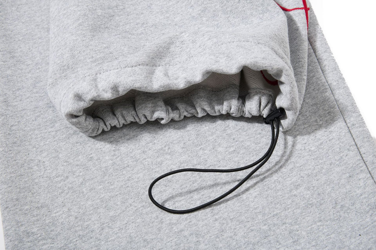 Flame-Embroidered Wide-Leg Sweatpants