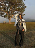 DAXUEN Flame graphic oversized t-shirt — model photo