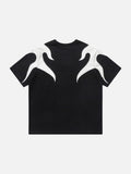 DAXUEN black oversized flame-graphic panel T-shirt