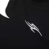 DAXUEN black oversized flame-graphic panel T-shirt