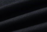 DAXUEN black oversized flame-graphic panel T-shirt