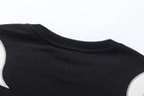 DAXUEN black oversized flame-graphic panel T-shirt