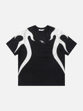 DAXUEN black oversized flame-graphic panel T-shirt