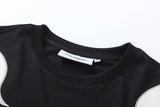 DAXUEN black oversized flame-graphic panel T-shirt