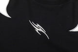 DAXUEN black oversized flame-graphic panel T-shirt