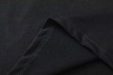 DAXUEN black oversized flame-graphic panel T-shirt