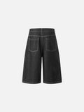 DAXUEN dark grey wide-leg shorts with flame graphics