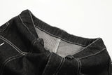 DAXUEN dark grey wide-leg shorts with flame graphics