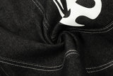 DAXUEN dark grey wide-leg shorts with flame graphics