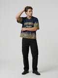 DAXUEN Relaxed fit short-sleeve mesh jersey with flame graphics — model photo