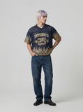 DAXUEN Relaxed fit short-sleeve mesh jersey with flame graphics — model photo