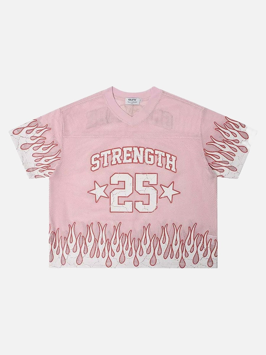 DAXUEN Relaxed fit short-sleeve mesh jersey with flame graphics