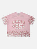 DAXUEN Relaxed fit short-sleeve mesh jersey with flame graphics