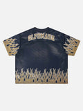 DAXUEN Relaxed fit short-sleeve mesh jersey with flame graphics